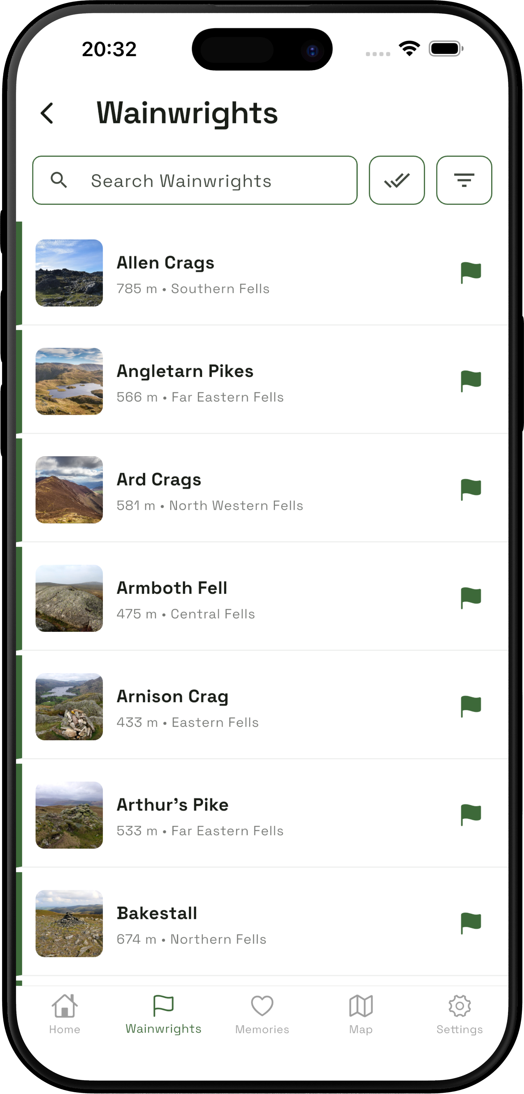 Wainwright list with progress